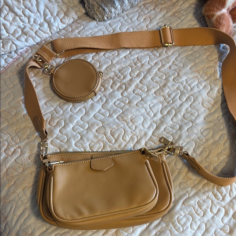 Ant ExpeditionTan Crossbody Bag with Coin Pouch